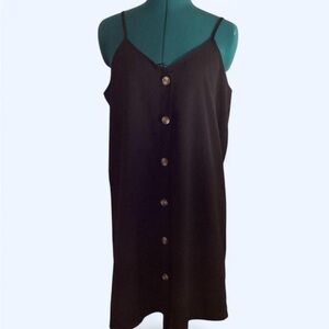 Black Button-Down Slip Dress